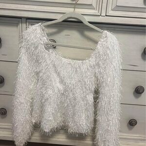 Chic White Fuzzy Sweater
